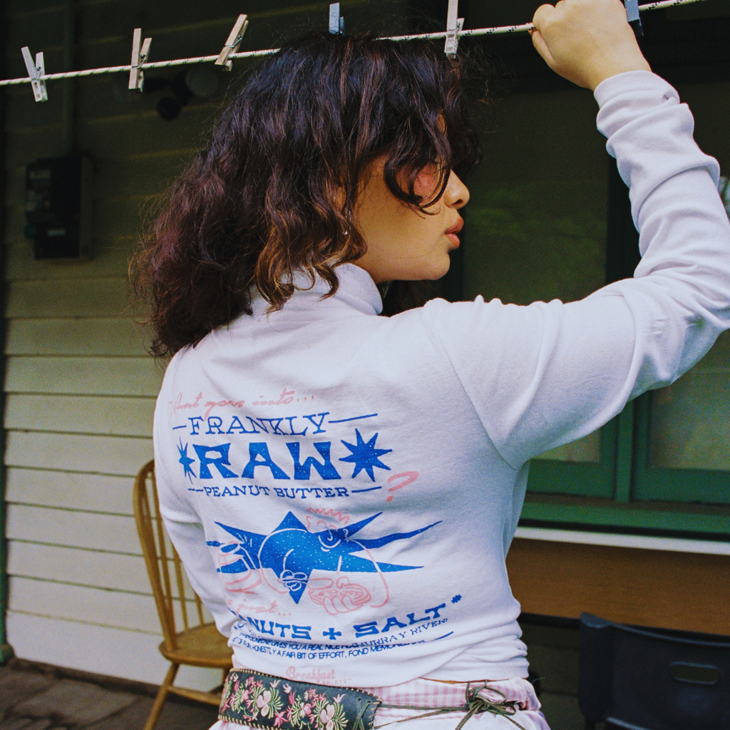 Frankly Raw x Breakfast Shirts | White Turtle Neck