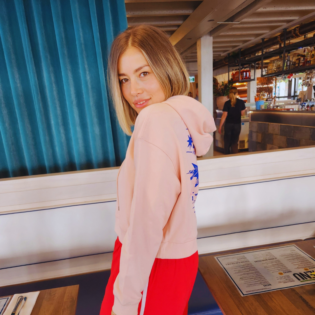 Frankly Raw x Breakfast Shirts | Pink Cropped Hoodie
